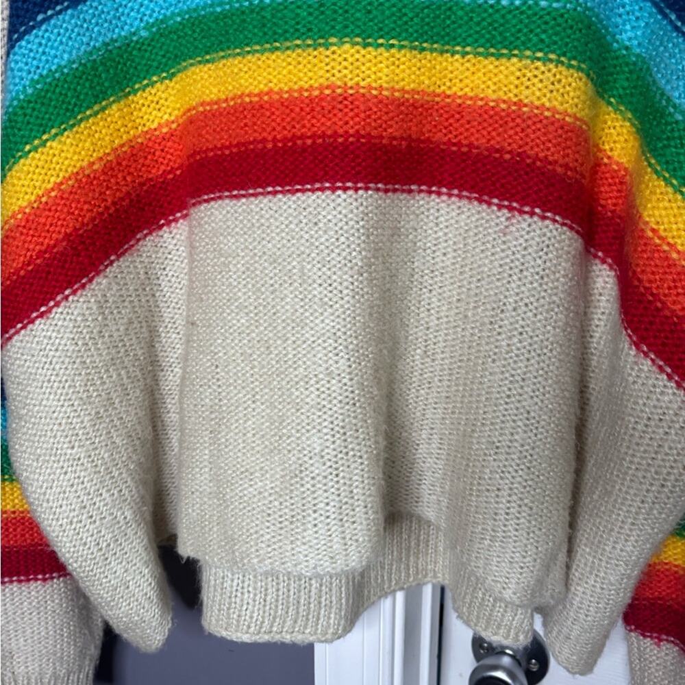 Wooden Ships Beige Rainbow Striped Mohair Wool Blend Sweater S/M - Picture 3 of 7